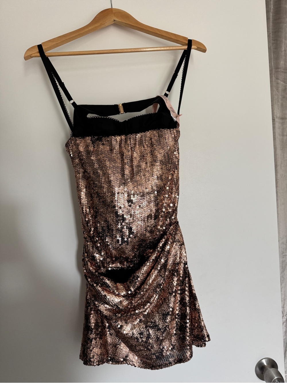 NWT Oh Polly- Celestina- Embellished Corset A-line Mini Dress in Black Gold Foil - Picture 4 of 6